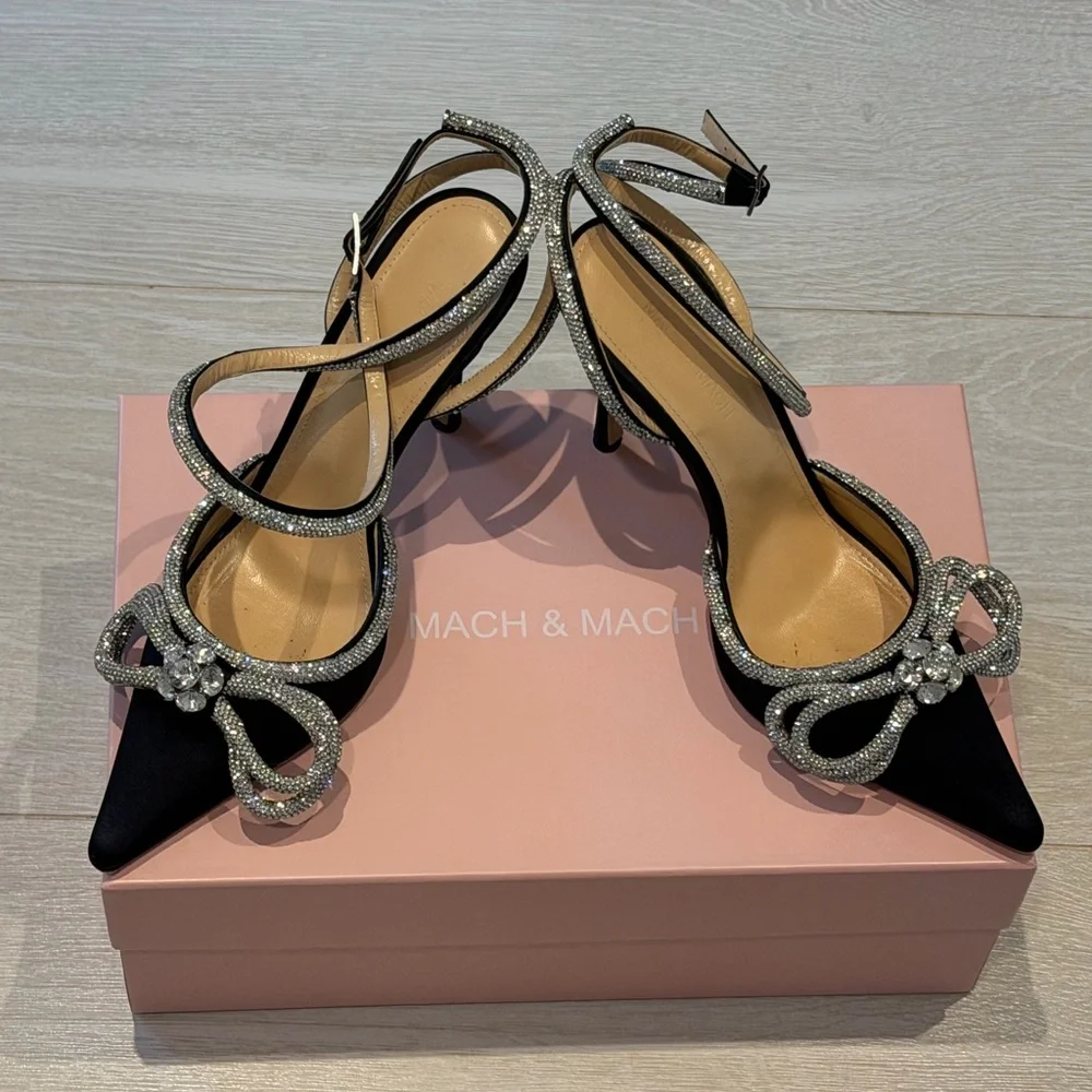 MACH & MACH Double Bow Satin Heels - Picture 5 of 12